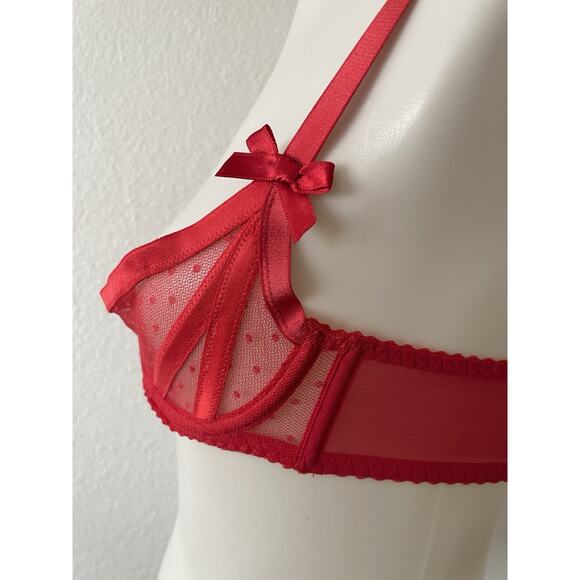 Agent Provocateur Bra Ellora Demi Polka Dot Sheer Lingerie - Picture 6 of 12